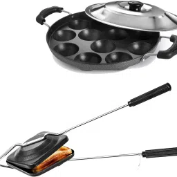 Non-Stick Coated Combo Sandwich Toaster, 12 Cavity Appam Patra with Steel Lid S2 0 W Pop Up Toaster-14