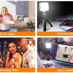 Alchiko New Mini Live Streaming Tripod & LED Kit Flexible 360 Rotation with Shotgun Mic 250 lx Camera LED Light image 5