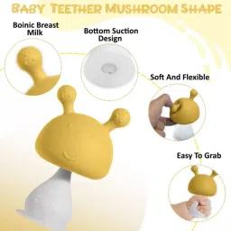 Teether Toys Rattle Mushroom Shape, Baby Teether Silicone (Cyan) Teether-image-39