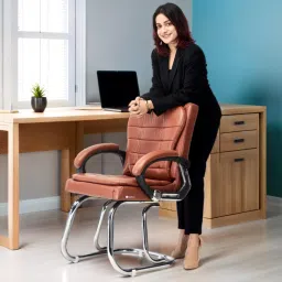 Comfortable Visitor Chair Modern Visitor Chair Elegant Seating Solution Leatherette Office Arm Chair-10