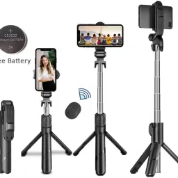 ANY KART Mini Folded Size Wireless Integrated Folding Tripod Selfiestick with extra cell Tripod Kit, Monopod, Tripod, Tripod Bracket image 4