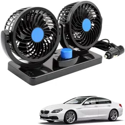 auto addict 12V DC Electric Car Fan for Dashboard 360 Degree Rotatable Dual Head Car Auto Powerful 2 Speed Cooling Air Fan for BMW 6 Series Car Interior Fan-picture-4