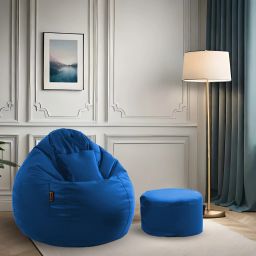 4XL Filled Bean Bag with Cushion and Footrest - Scratch Resistant Premium Leatherite Bean Bag ChairWith Bean Filling-11