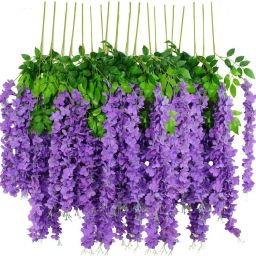 Artificial Silk Wisteria Home Wedding Ceremony Events Backdrop Floral Décor Blue Westeria Artificial Flower-7