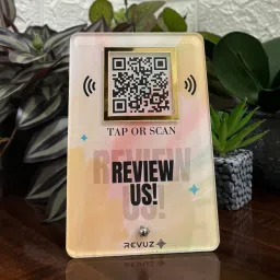 Luxe Google Review Stand | Premium Acrylic Standee for Review | NFC Tap/QR (M9) Business Card-5