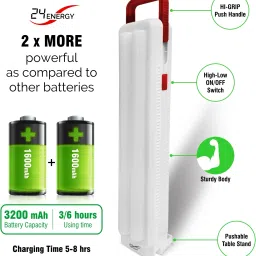 24 energy Dual Tube Table Top Light with (Auto On Feature) Rechargeable Home Light 8 hrs Lantern Emergency Light image 3