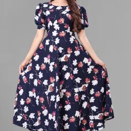 Crepe Stitched Flared/A-line Gown-image-7