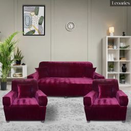 Velvet Plain 3+1+1 Seater Sofa Cover-picture-17