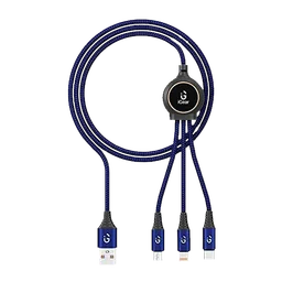 iGear Type A to Type C, Micro USB, Lightning 3.3 Feet (1M) 3-in-1 Cable (LED Indicator, Blue)-10