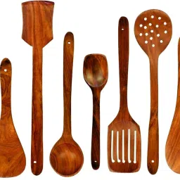 Premium Non Chemical Wooden Spatula Non Stick Cooking Spoons Set of 4 Kitchen Tool Set-27