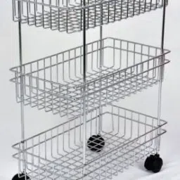 Stainless Steel Silver Multipurpose Storage Shelf, Kitchen Rack -Triple Tire Trolley PAL-AM43 Stainless Steel Kitchen Trolley-image-56
