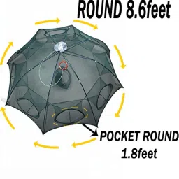 purkait fishnet 8 UMBRELLA GAP 6mm HEIGHT 1.3f CURVE 4f R 8.6f POCKET R 1.8f Fishing Net image 3