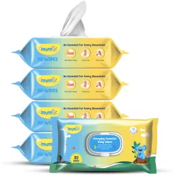 Soft Cleansing Baby Wipes with Aloe Vera & Vitamin E - 80 Counts/Pack (Set of 5)-picture-27