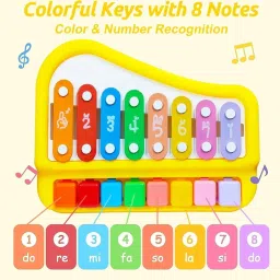 BIG 2 in 1 Musical Piano and Xylophone Toy with 8 Colorful Keys Non-Battery Toy-image-12