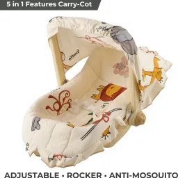 5 in 1 DLX Baby Carry Cot & Rocking Chair | Adjustable Handle | Safety Belt | Rocker-6