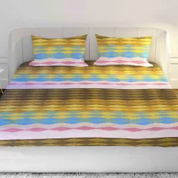 mayfair homes london Multicolor Abstract 104 TC Cotton Double Size Bedsheet With 2 Pillow Covers-picture-5