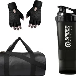 Combo Of Gym Bag, Gym Gloves With Wrist Support And Spider Shaker Fitness Accessory Kit Kit-image-76