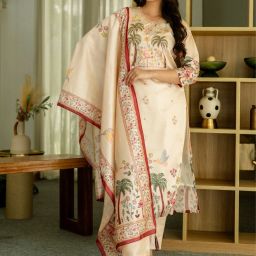 Women Viscose Rayon Kurta Pant Dupatta Set-image-58