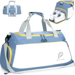 35 L Gym Duffel Bag - 35L Waterproof Gym Duffel Travel Bag with Shoe Compartment Reinforced Strap Blue - Blue-image-35