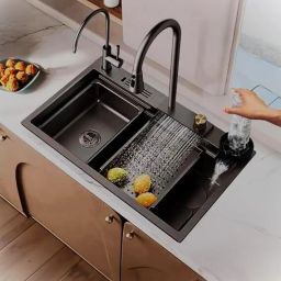 EVANEX 30'' x 18'' x 9'' LUXURY WATERFALL KITCHEN SINK WATERFALL 30X18 Vessel Sink-image-34