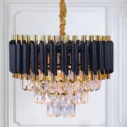 shri mahal antiques 400 MM Black Mamra Crystal Chandelier Light For Living Room Hall Decorative Chandelier Ceiling Lamp-picture-1
