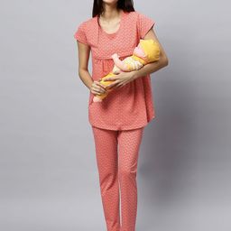 DZZO Women Printed Maternity and Feeding Night suit-image-23