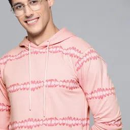 Mast & Harbour Men Pink Dyed Print Hooded Sweatshirt-picture-37