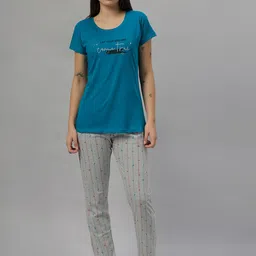 DZZO Typography Printed T-Shirt & Pyjama Night Suits-picture-5