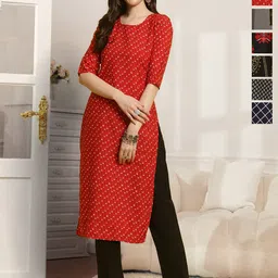 7Threads Women Pack Of 6 Floral Printed Crepe Kurta-image-64