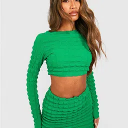 Boohoo Women Bubble Textured Open-Back Crop Co-Ords-image-22