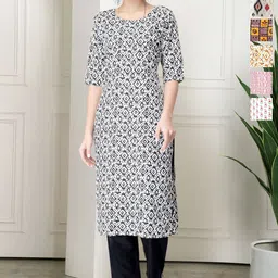 7Threads Women Pack Of 6 Floral Printed Crepe Kurta-image-37