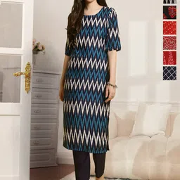 7Threads Women Pack Of 6 Floral Printed Crepe Kurta-image-71