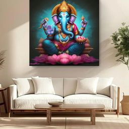 999Store Teal & Pink Canvas Religious Wall Paintings-image-10