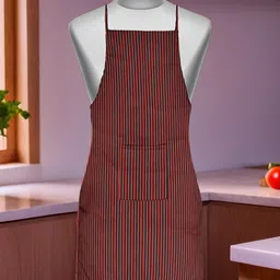 Kuber Industries Black & Maroon Striped Cotton Apron-20