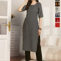 7Threads Women Pack Of 6 Floral Printed Crepe Kurta-image-46