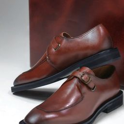 RARE RABBIT Men Round Toe Leather Formal Monk Shoes-image-69