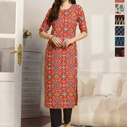 7Threads Women Pack Of 6 Floral Printed Crepe Kurta-image-31
