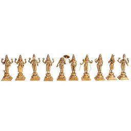 Exotic India Brass Gold Toned Dashavatara Showpiece-image-19