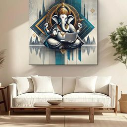 999Store Grey & Teal Canvas Religious Wall Paintings-image-85