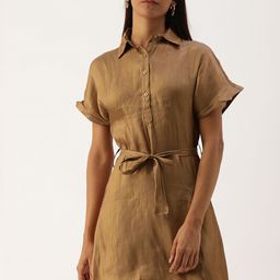 Campus Sutra Women Brown Solid Fit and Flare Dress-image-43