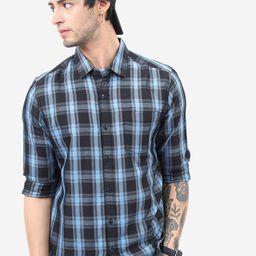 HIGHLANDER Men Slim Fit Checked Casual Cotton Shirt-image-26