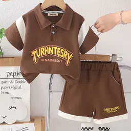 INCLUD Boys Printed Polo Collar T-shirt With Shorts-image-58