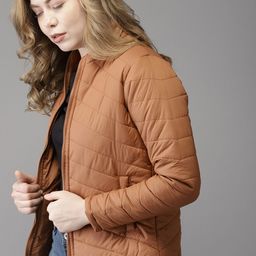 Campus Sutra Women Camel Brown Solid Puffer Jacket-picture-35