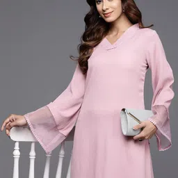 Varanga Women Regular Silk Crepe Kurta with Palazzos-28