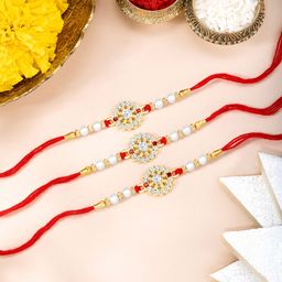 Peora 3-Pcs Floral Rakhi With Roli Chawal & Greeting Card-image-16