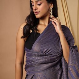 Pashmoda Women Navy Blue & Beige Woven-Design Woolen Shawl-24