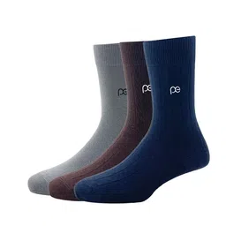 Peter England Men Pack of 3 Brown & Grey Calf Length Socks-image-59