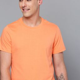 Mast  Harbour Men Orange Solid Round Neck Pure Cotton T-shirt-image-22