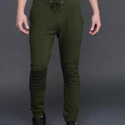 WROGN Men Olive Green Slim Fit Solid Joggers-image-83