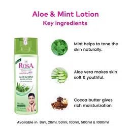 ROSA Set Of 3 Aloe & Mint Body Lotion With Cocoa Butter & Vitamin-E-100ml Each image 5
